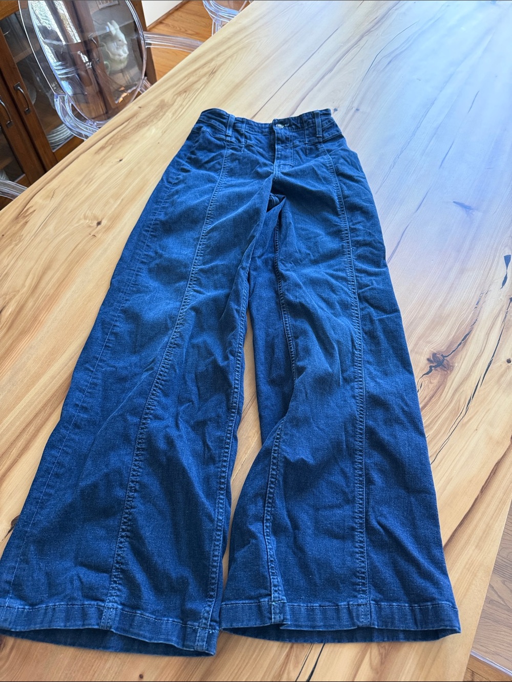 We The Free Dark Blue Wide-Leg High-Rise Jeans
